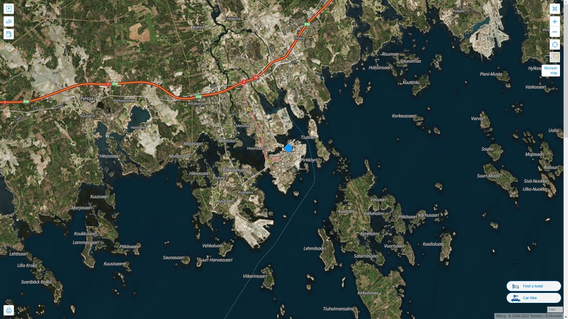 Kotka Highway and Road Map with Satellite View